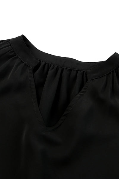 Chic Women's Black V-Neck Puff Sleeve Top Stylish & Comfortable for Effortless Casual Outfits
