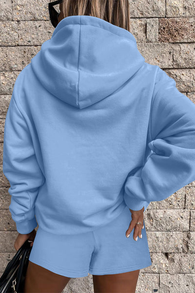 cozy cotton women's oversized hoodie and shorts set - comfy casual outfit for relaxed days and lounging made for easy styling and wardrobe