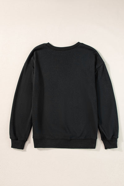 Women's Cozy Black Crewneck Pullover Sweatshirt - Casual, Comfortable Fit for Everyday Style and Relaxation