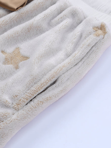 Cozy White Starry Plush Lounge Set for Girls