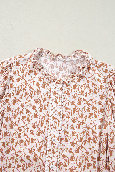 Women's Casual Chic Floral Print Button-Up Shirt in Soft Cotton - Relaxed Fit for Effortless Everyday Style