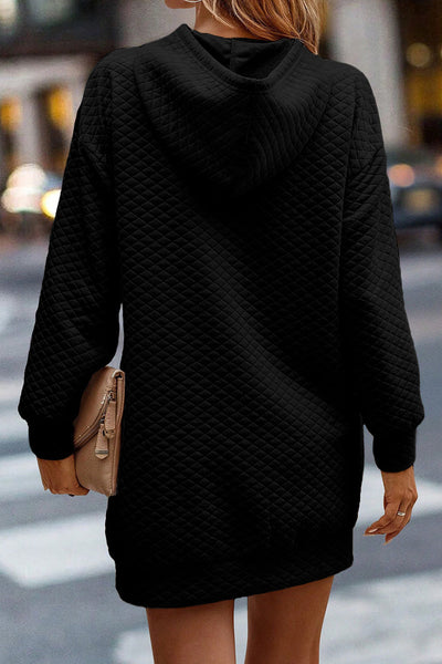 Cozy Waffle Knit Hooded Mini Dress