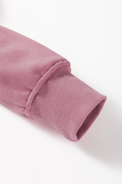 Cozy Fuchsia Women's Drop Shoulder Sweatshirt with Zipped Neck - Casual Everyday Style for Effortless Comfort