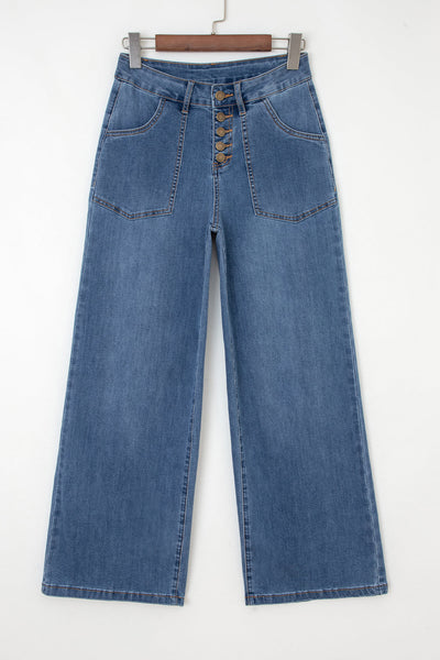 Chic Women's High Waist Blue Jeans - Flattering Fit for Everyday Comfort & Trendy Casual Looks