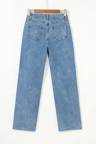 Chic Women's Classic Blue Wide Leg Jeans  Comfortable Fit for Effortless Everyday Style and Versatile Fashion