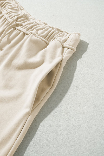 Women's Apricot Wide Leg Casual Pants with Drawstring Waist for Effortless Comfort and Everyday Style