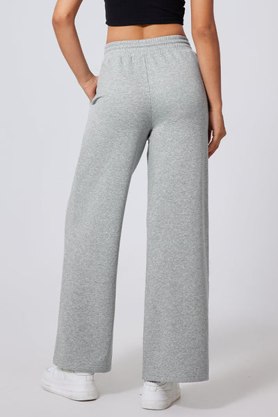 Women's Wide Leg High-Waist Seamed Sweatpants in Heather Gray