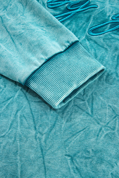 Women's Sea Green Mineral Wash 'Saved by Grace' Cotton Sweatshirt