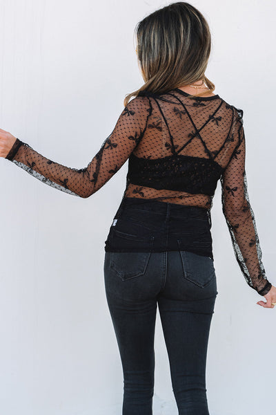 Stylish Black Mesh Long Sleeve Top for Women - Lightweight, Breathable Fabric Perfect for Layering and Everyday Wear