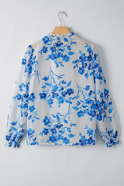 Stylish Women's Short Sleeve Blue Floral Blouse - Flattering Fit for Spring & Summer Casual Outings