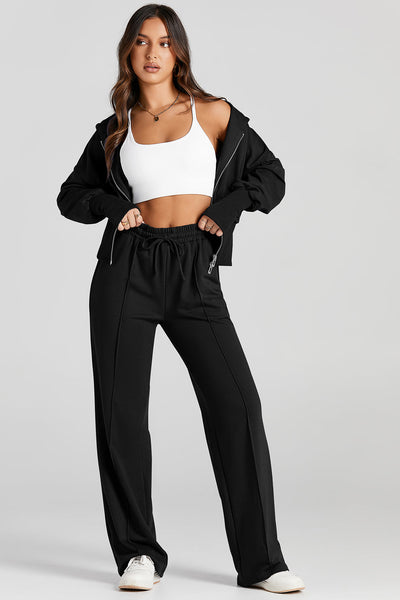 Stylish Women's Black 2-Piece Tracksuit Set Comfortable Activewear for Casual Outings and Everyday Wear