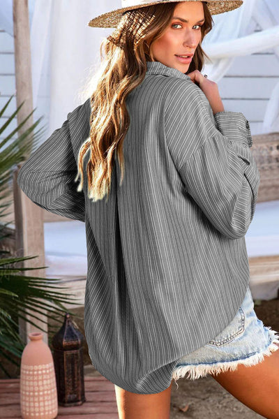 Trendy Black Striped Blouse for Women - Flattering Casual Top with Effortless Style and Comfortable Fit