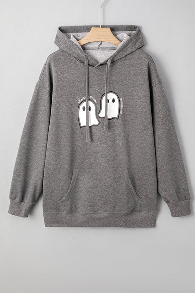 Women's Cozy Halloween Ghost Hoodie - Spooky Graphic Sweatshirt for Autumn Celebrations and Festive Parties