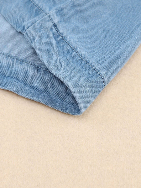 Chic Sky Blue Denim Tank with Button Details