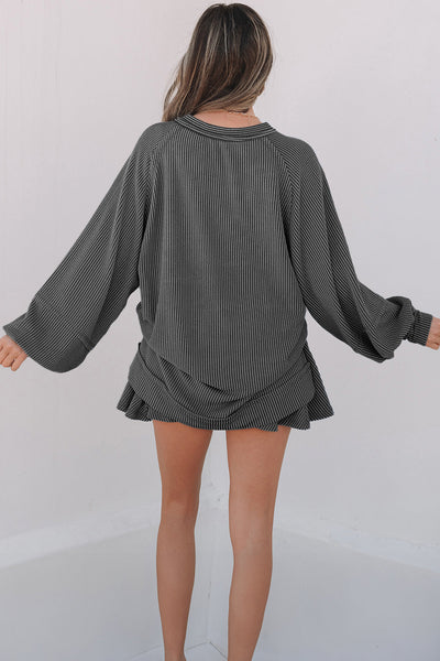Chic Women's Ribbed Two-Piece Outfit Set - Comfortable Top & Bottom in Trendy Colors for Effortless Everyday Style