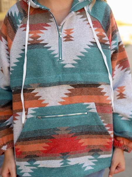 Southwest Print Half-Zip Hoodie
