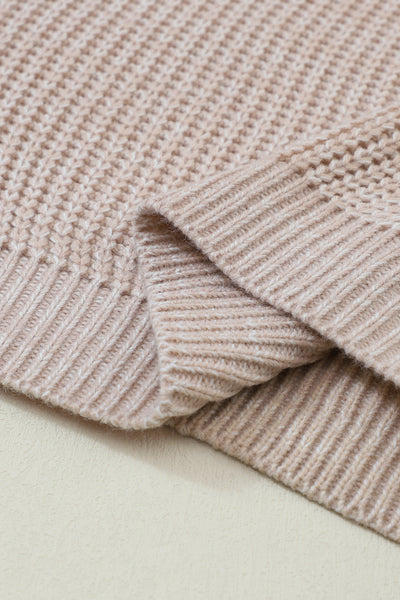Cozy Women's Parchment Cable Knit Drop Shoulder Sweater - Trendy Fall & Winter Essential for Effortless Style