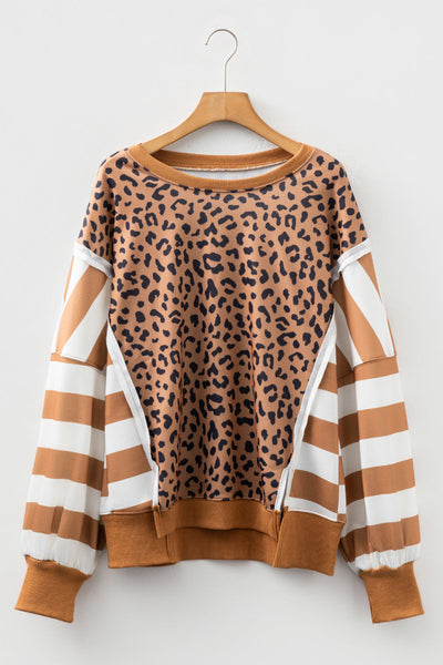 Cozy Oversized Patchwork Sweatshirt for Women - Trendy and Stylish Fabric Blend for Ultimate Comfort