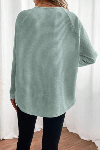 Women's Moonlight Jade Raglan Knit Top in Textured Viscose Blend