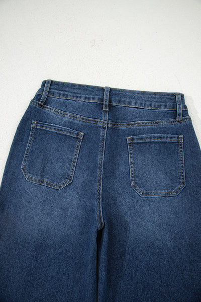 Chic High-Waisted Blue Wide Leg Jeans for Women  Effortless Relaxed Fit for Everyday Style and Comfort