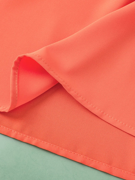 Elegant Eyelet Babydoll Dress with Carrot Contrast Bodice