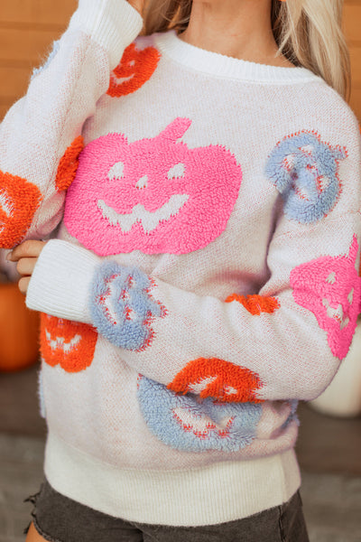 Vibrant Orange Cozy Pumpkin Sweater for Women - Trendy Relaxed Fit Autumn Knit Jumper for Stylish Fall Looks