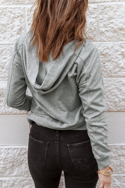 Stylish Women's Grey Lace-Up Hoodie - Comfortable Casual Pullover with Adjustable Fit for Everyday Fashion