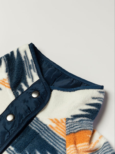 Aztec Patterned Snap Button Fleece Jacket