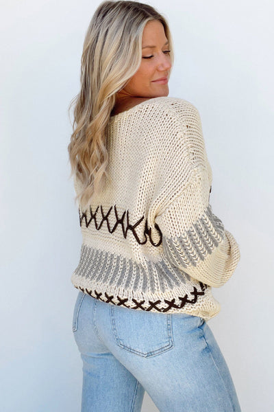 Cozy Knit Women's V-Neck Drop Shoulder Sweater - Stylish Layering Top for Year-Round Comfort and Versatility