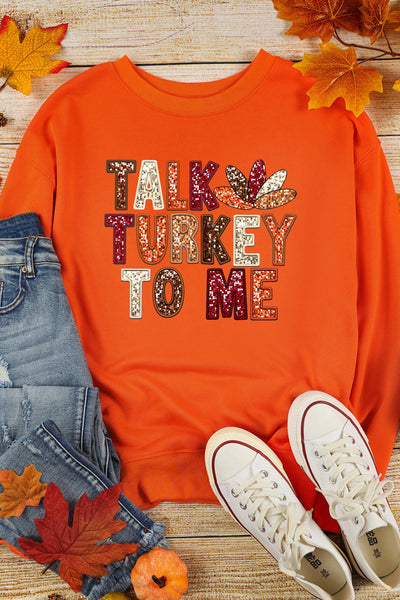 Women's Talk Turkey to Me Graphic Sweatshirt in Burnt Orange