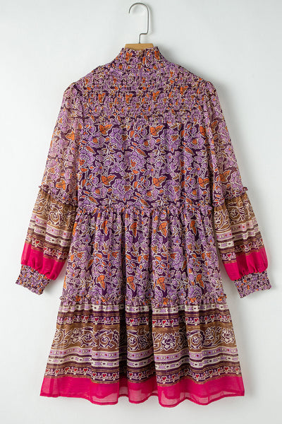 Elegant Floral Puff Sleeve Dress for Women - Comfortable Summer Style, Ideal for Parties and Casual Outings