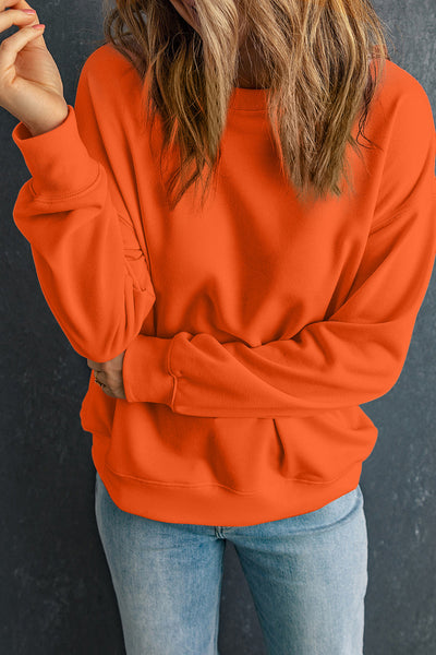 Women's Cozy Orange Classic Crewneck Sweatshirt - Casual Fit for Effortless Everyday Comfort and Style