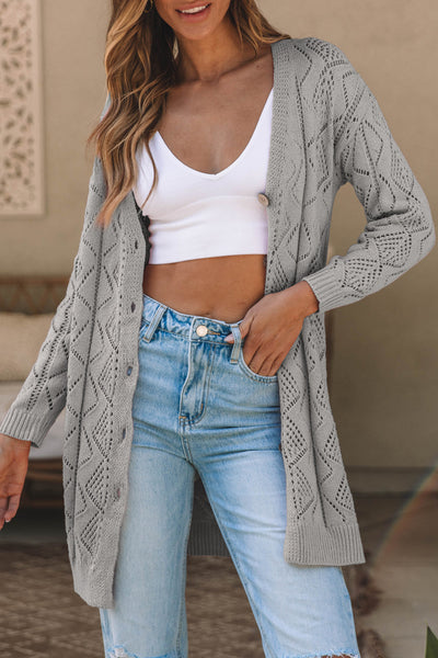 Chic Openwork Cardigan for Women - Lightweight Knit, Elegant Design, Perfect for Layering in Summer and Spring