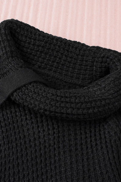 Cozy Black Button-Up Turtleneck Sweater for Women - Versatile Chic Style with a Comfortable Fit