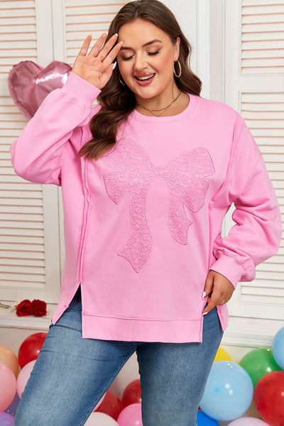 Plus Size Women's Pink Cozy Sweatshirt - Soft Casual Wear for Everyday Comfort and Effortless Style