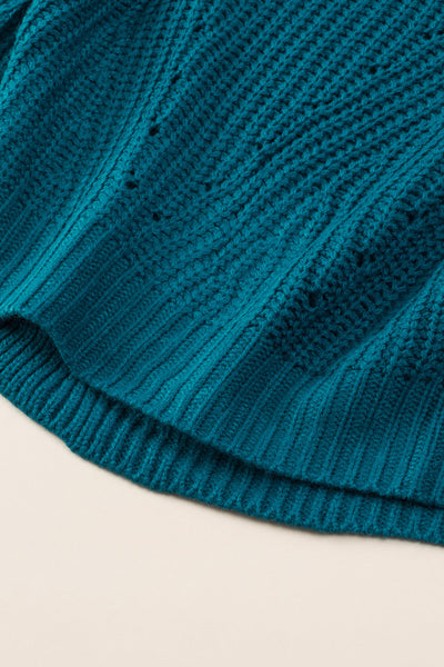 Chic Women's Blue Knit Sweater - Soft, Stylish, Relaxed Fit Perfect for Casual Outings and Everyday Comfort