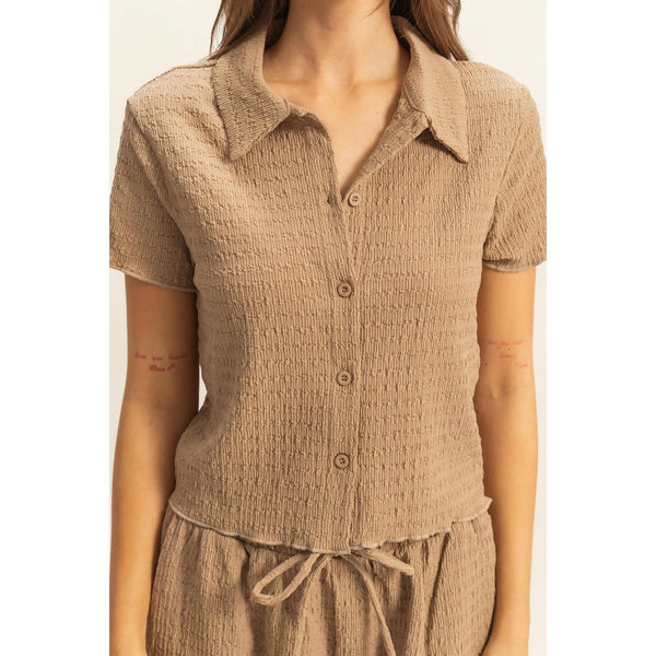 Textured Knit Drawstring Shorts