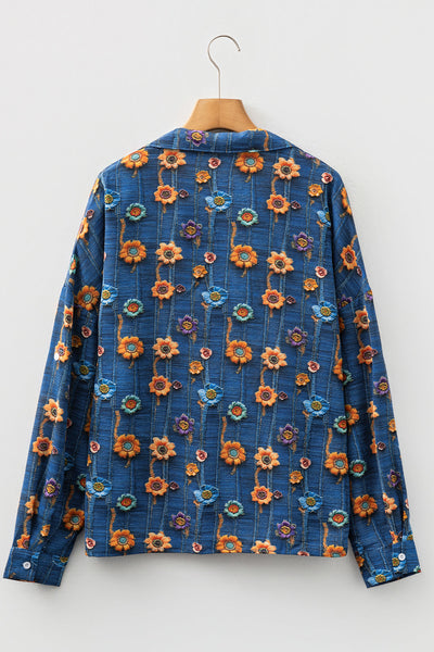 Women's Relaxed Fit Blue Floral Print Blouse - Stylish Short Sleeve Summer Top for Casual Outings and Everyday Wear