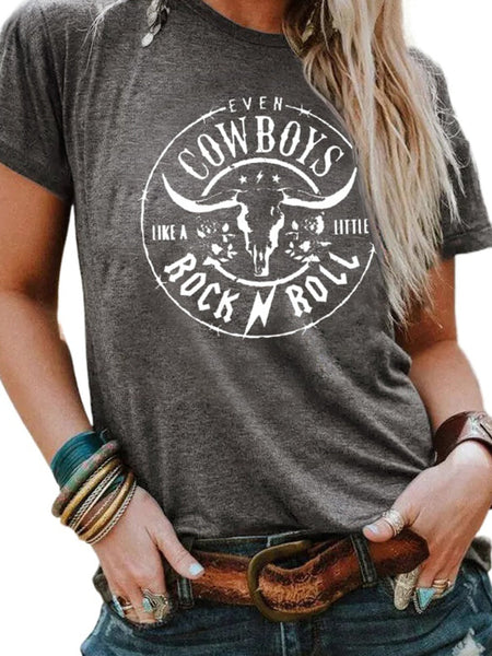 Wild West Inspired Graphic Tee in Charcoal Gray