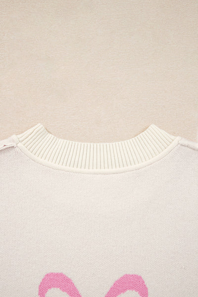 Cozy Pink Bow Sweater for Women - Stylish Knit Top with Feminine Touches for Effortless Casual Chic