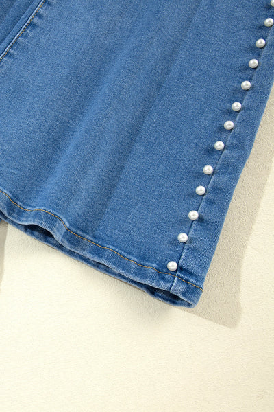 Women's Dusk Blue Pearl Boot Cut Denim Jeans in Jeans