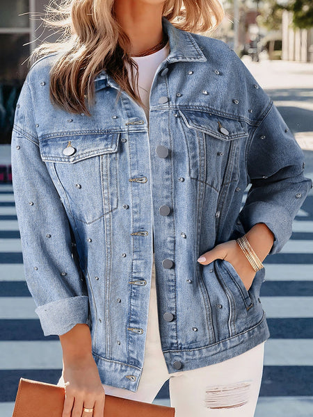 Vintage-Inspired Rhinestone Denim Jacket