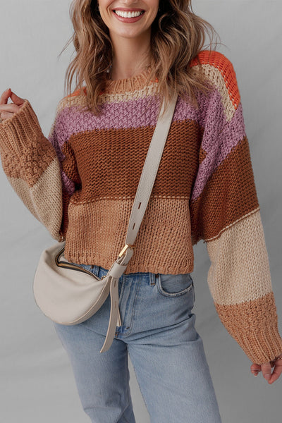 Vibrant Women's Colorblock Sweater - Cozy Knit, Stylish Fit for Casual Outings and Everyday Comfort