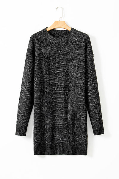 Stylish Women's Black Knit Dress - Comfortable Long Sleeve Casual or Evening Wear for Effortless Elegance