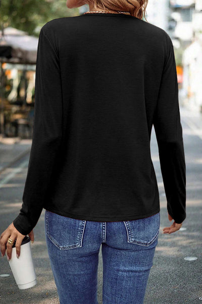 Elegant Black Long Sleeve Women's Top - Stylish, Comfortable Fit Perfect for Everyday Wear and Versatile Layering