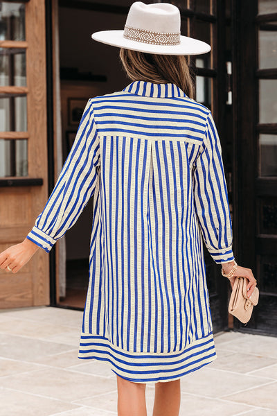 Elegant Blue Stripe Summer Dress for Women - Stylish, Comfortable Fit for Effortless Everyday Chic
