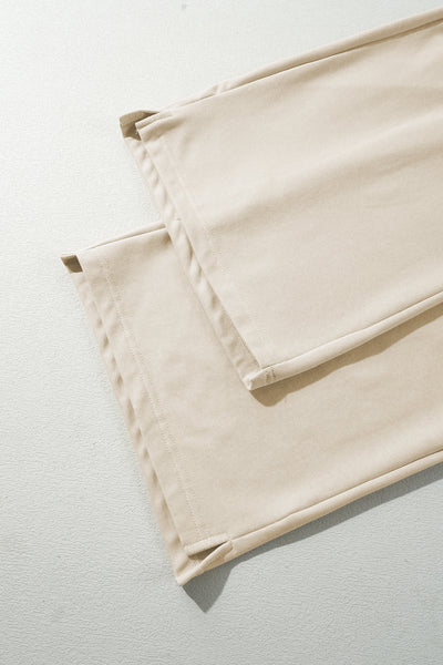 Women's Apricot Wide Leg Casual Pants with Drawstring Waist for Effortless Comfort and Everyday Style