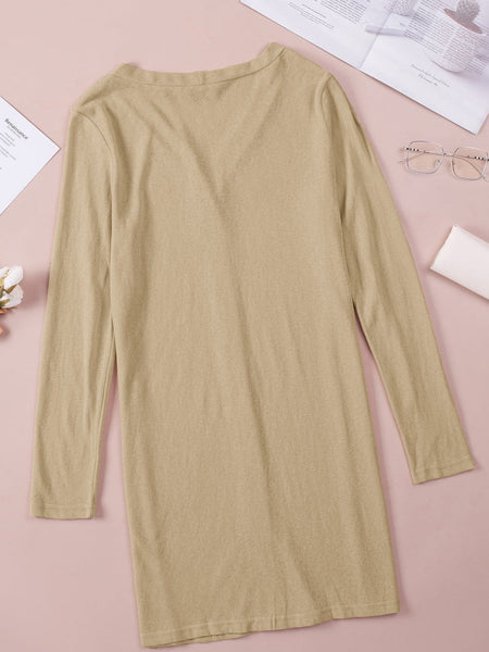 Versatile Solid Long Sleeve Women's Blouse with Button Front