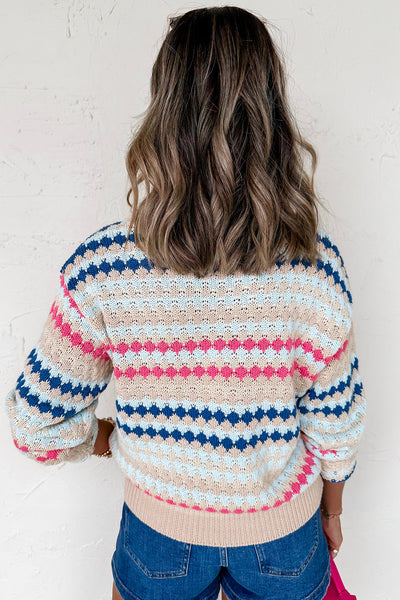 Cozy Women's Striped Knit Sweater in Trendy Fall Colors - Perfectly Fitted Casual Style for Ultimate Comfort