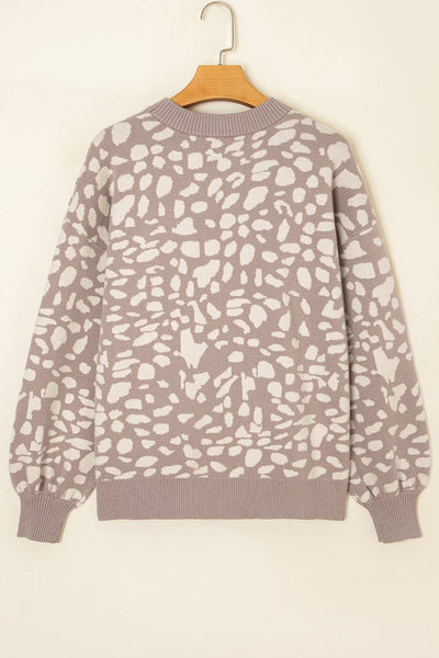Cozy Leopard Print Sweater for Women - Stylish Knit with Relaxed Fit for Effortless Everyday Fashion